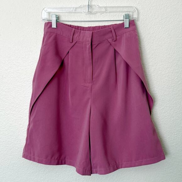 [MULLA] Lilac Pink High Rise Bermuda Shorts Lagenlook Relaxed Fit Size Large L - Picture 1 of 11